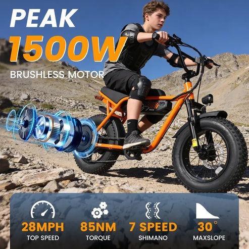 Vivitic V-101 Moped-Style Electric Bike – 1500W Fat Tire